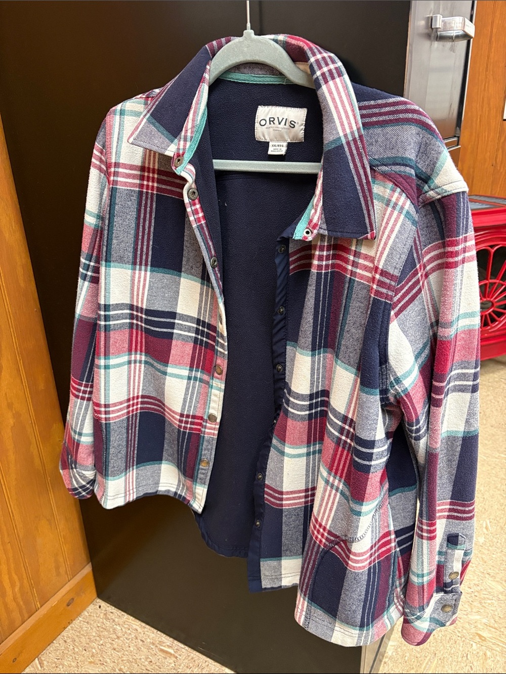 Orvis Navy, Burgundy and Cream Plaid Shirt Jacket